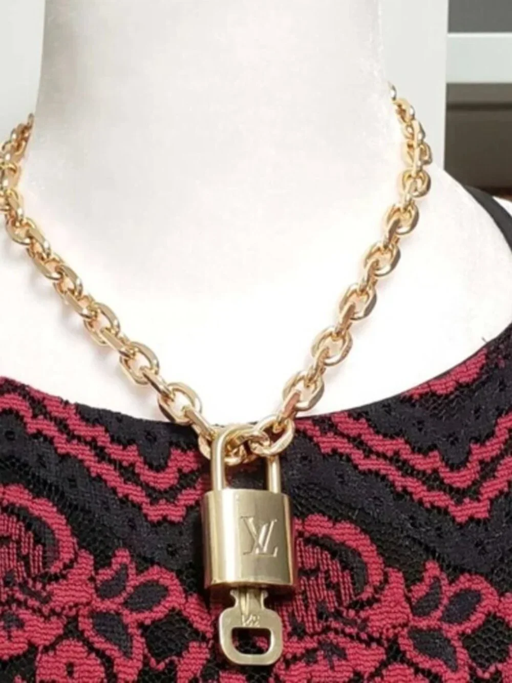 Gold-Plated Necklace with Authentic Louis Vuitton Padlock